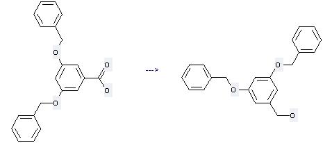 Benzenemethanol,3,5-bis(phenylmethoxy)- can be prepared by 3,5-bis(phenylmethoxy)benzoic acid by heating